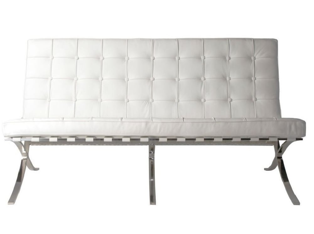 Ludwig Mies vd Rohe style, Sofá de 2 plazas Barcelona Pavillion Sofa para dos personas blanco
