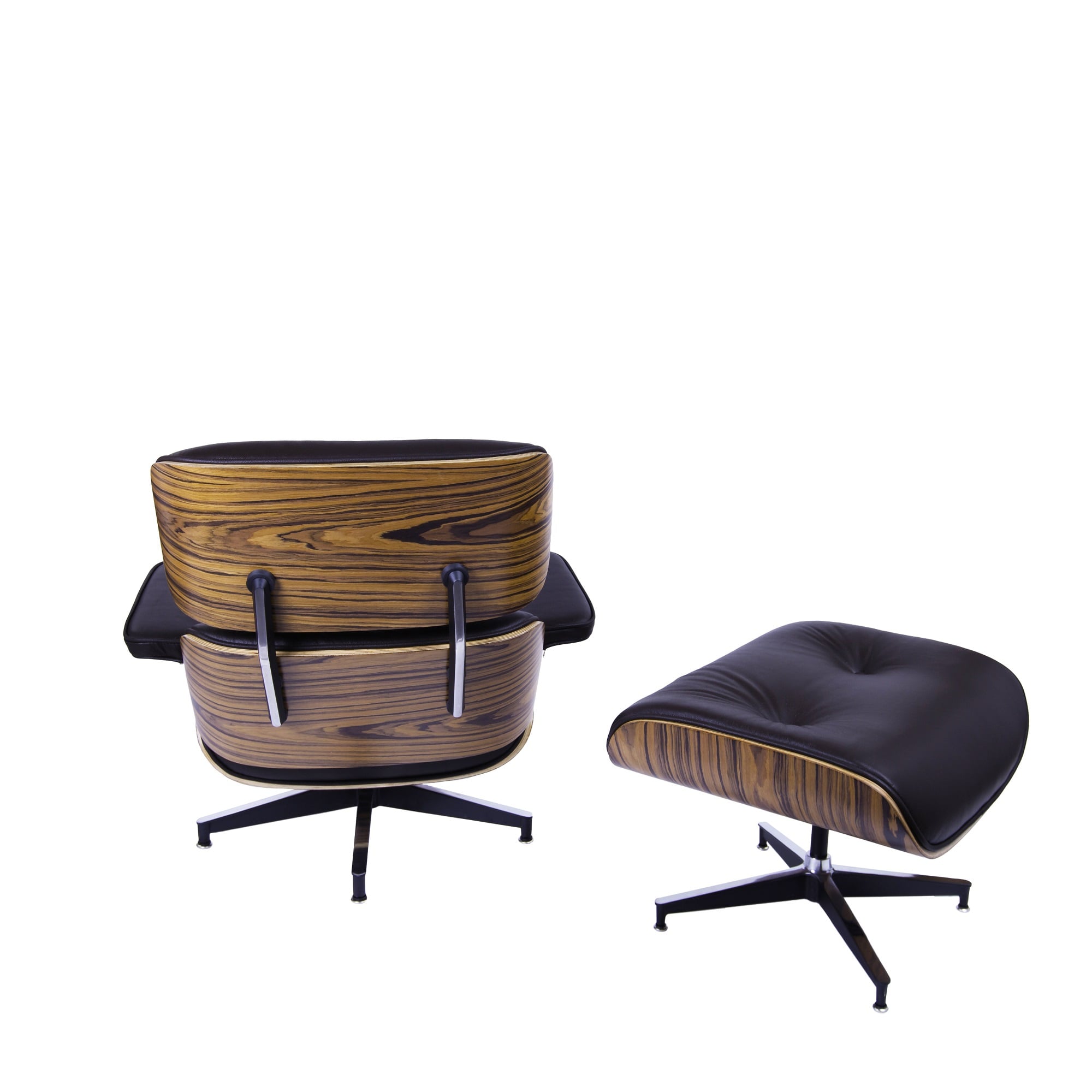 Charles Eames style, Sillón con hocker EA670 XL Marrón PalysanderPalysander Base negra