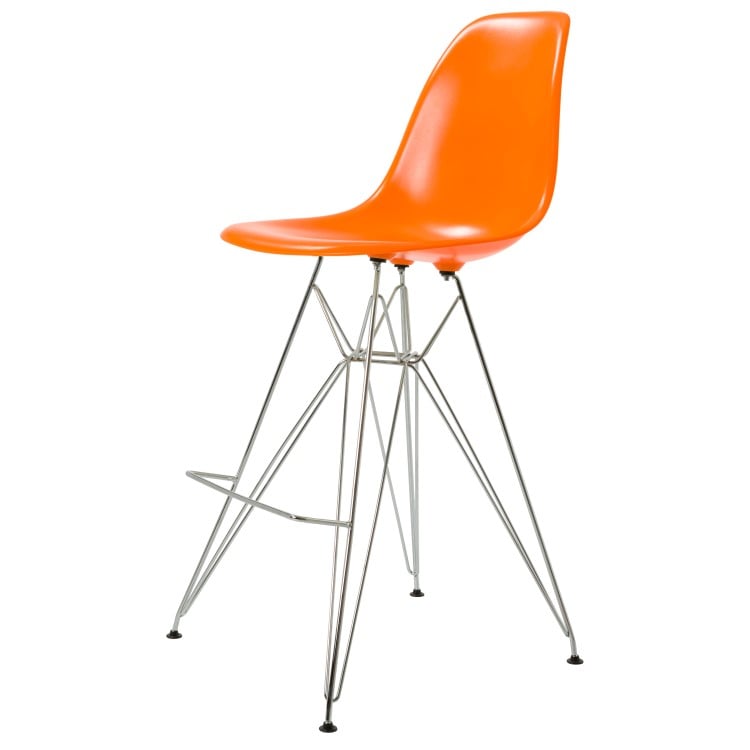 Charles Eames style, Taburete de barra DSR lustroso ABS Naranja
