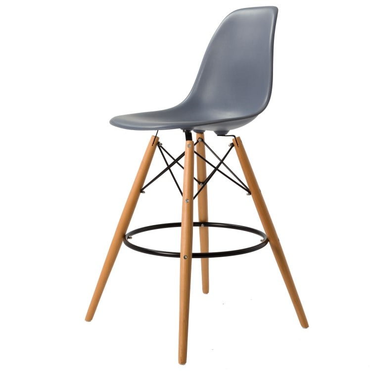 Charles Eames style, Taburete de barra DSW mate PP gris oscuro