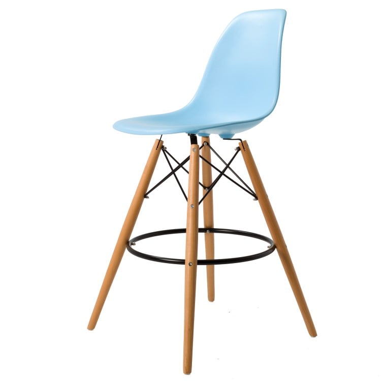 Charles Eames style, Taburete de barra DSW mate PP azul claro
