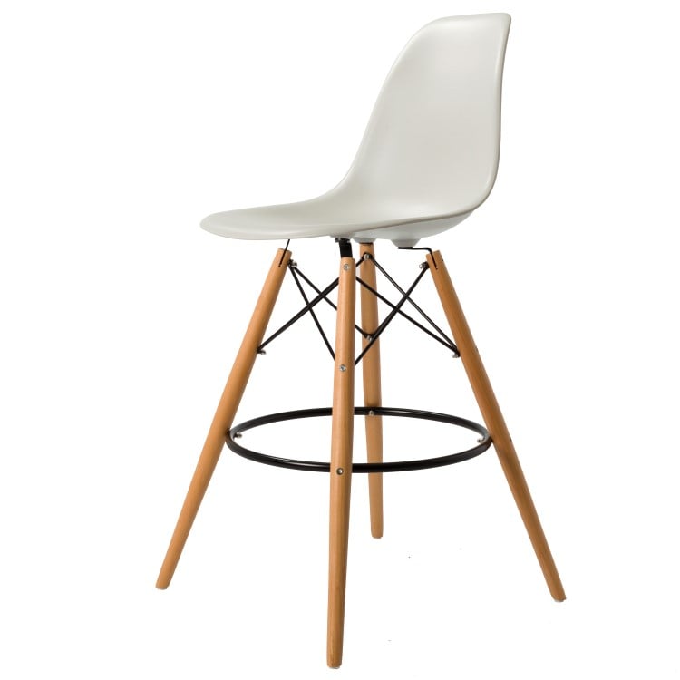 Charles Eames style, Taburete de barra DSW mate PP gris claro