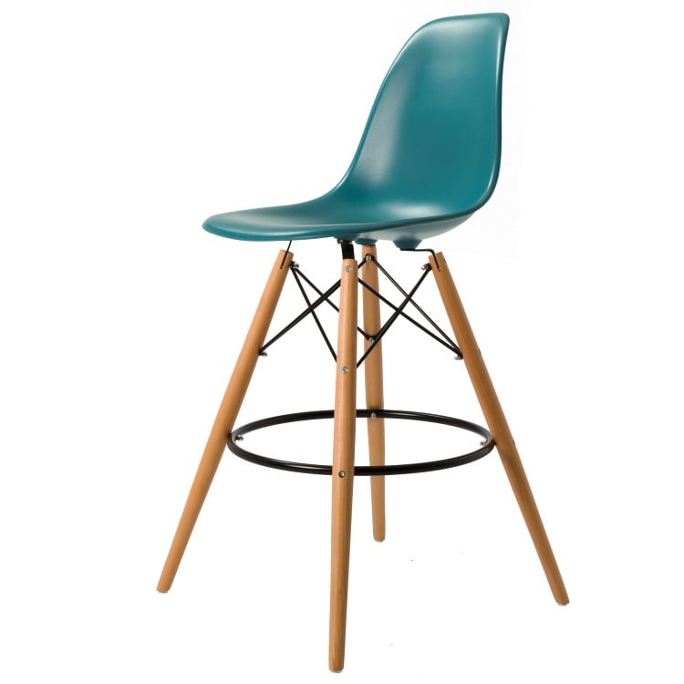 Charles Eames style, Taburete de barra DSW mate PP azul océano