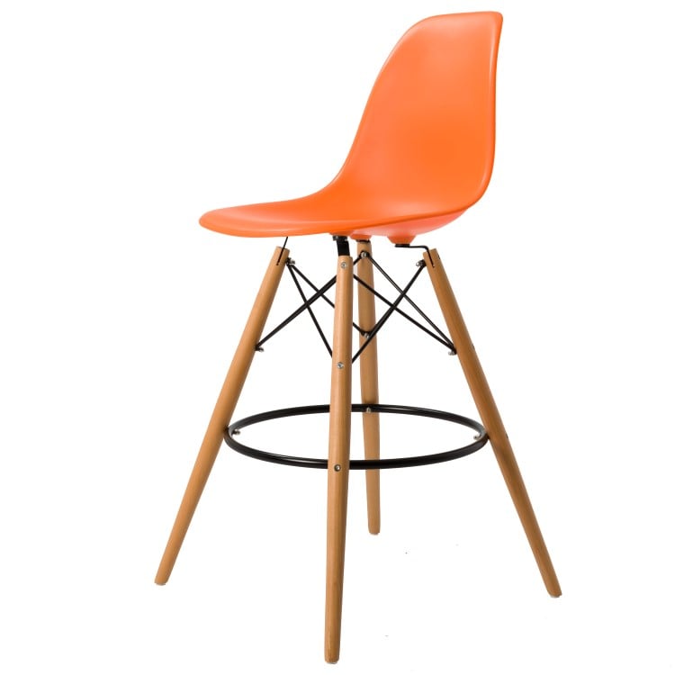 Charles Eames style, Taburete de barra DSW mate naranja PP