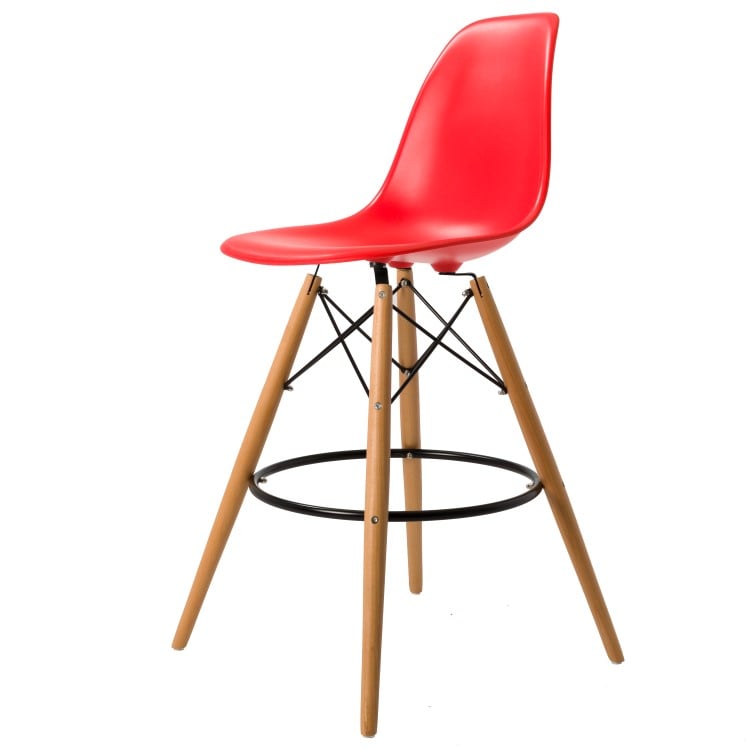 Charles Eames style, Taburete de barra DSW mate rojo PP