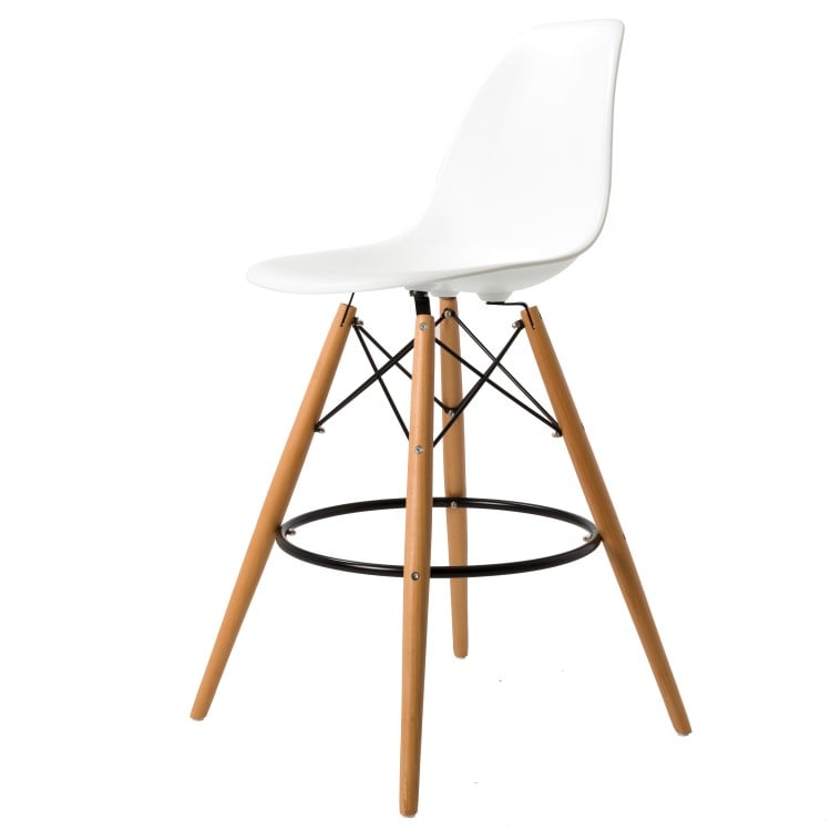 Charles Eames style, Taburete de barra DSW mate PP blanco