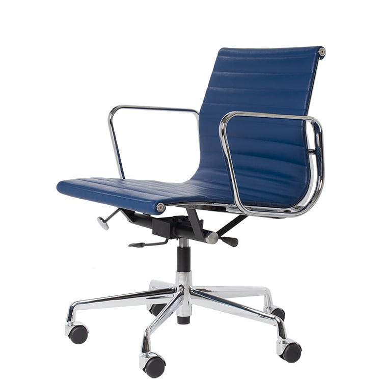 Charles Eames style, Silla de oficina EA117 Cuero Azul