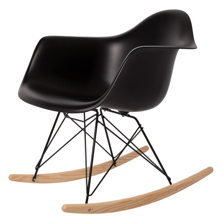 Charles Eames style, Silla mecedora RAR Estructura Negro negro PP