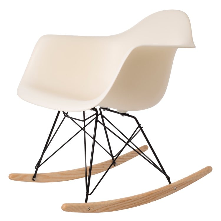 Charles Eames style, Silla mecedora RAR Estructura Negro crema PP