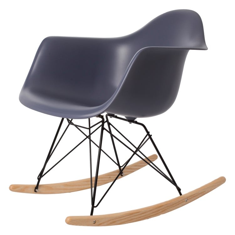 Charles Eames style, Silla mecedora RAR Estructura Negro PP gris oscuro