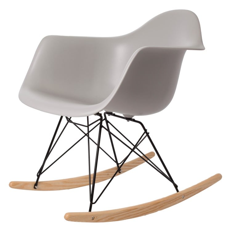 Charles Eames style, Silla mecedora RAR Estructura Negro PP gris claro