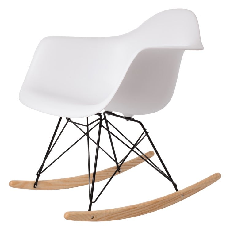 Charles Eames style, Silla mecedora RAR Estructura Negro PP blanco