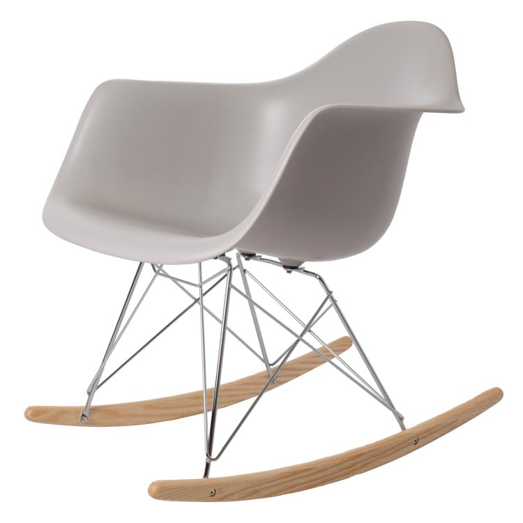 Charles Eames style, Silla mecedora RAR Chrome frame PP gris claro