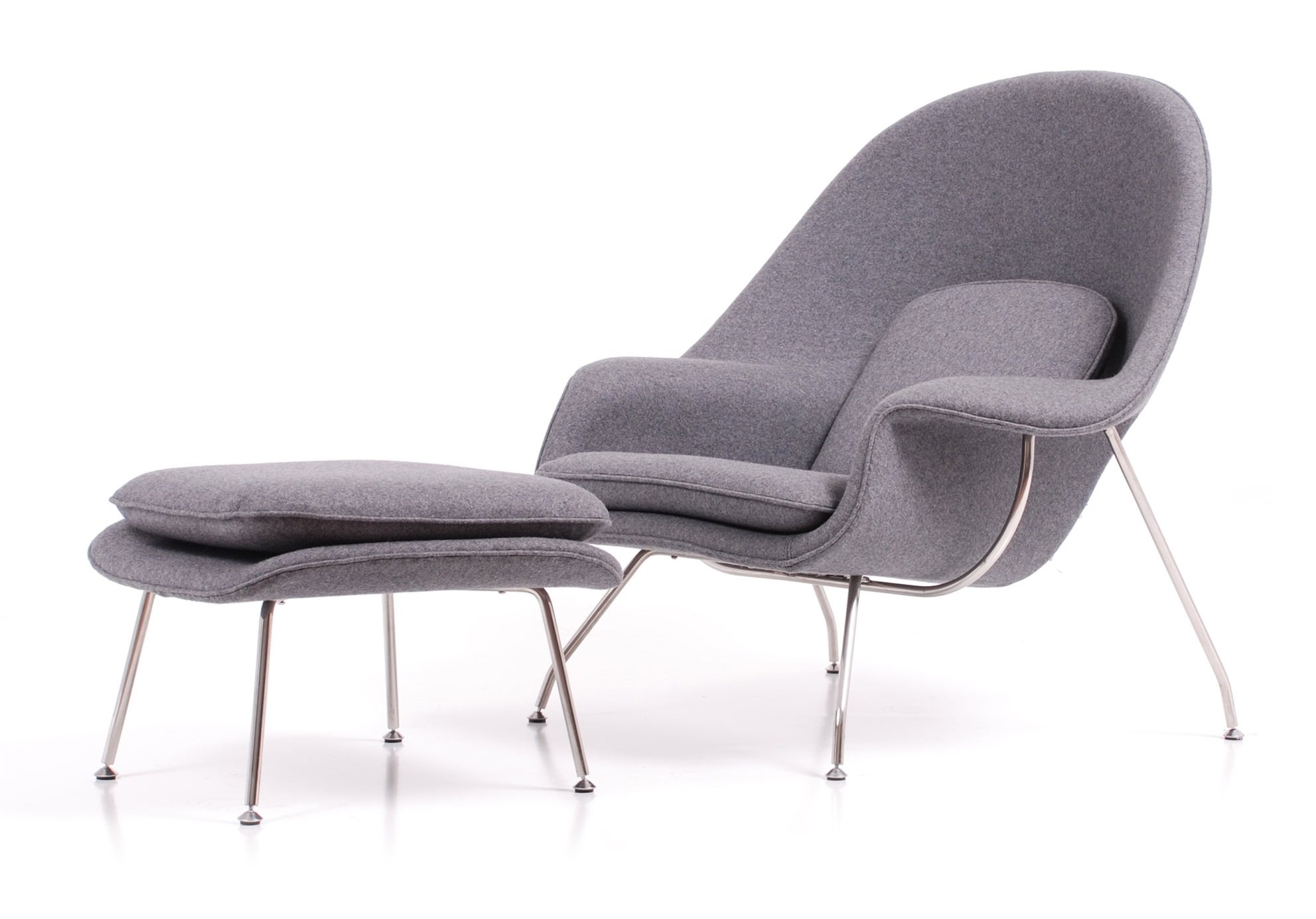 Eero Saarinen style, Sillón con hocker Womb Gris