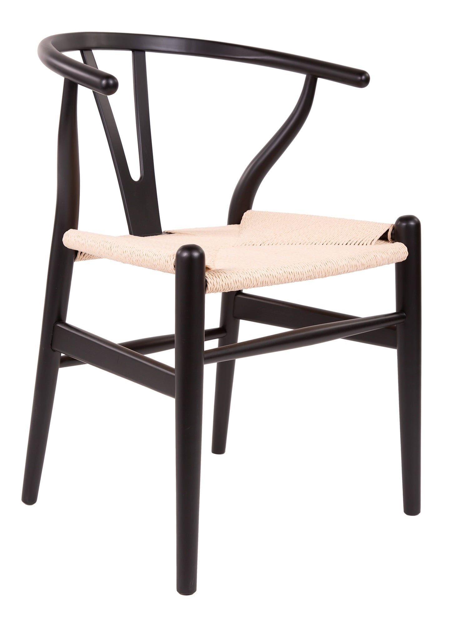 Wegner style, Silla de comedor Y-chair wishbone CH24 Negro natural