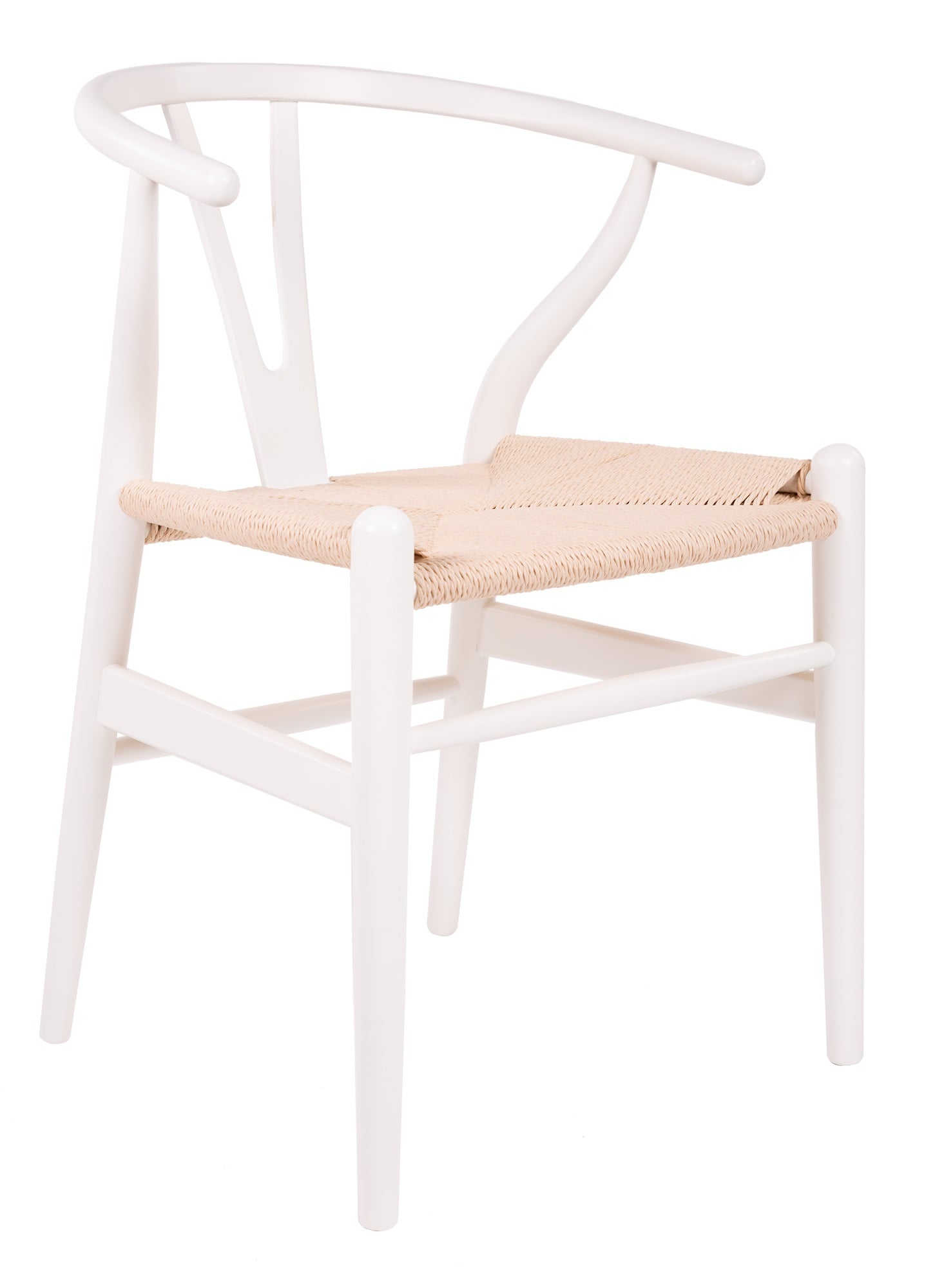 Wegner style, Silla de comedor Y-chair wishbone CH24 blanco natural