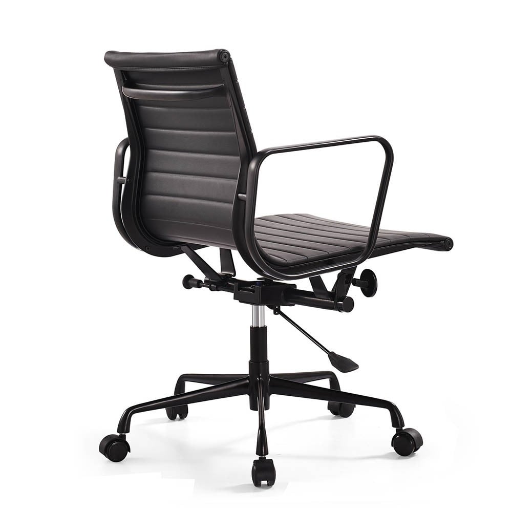 Charles Eames style, Silla de oficina EA117 Cuero marco negro Negro