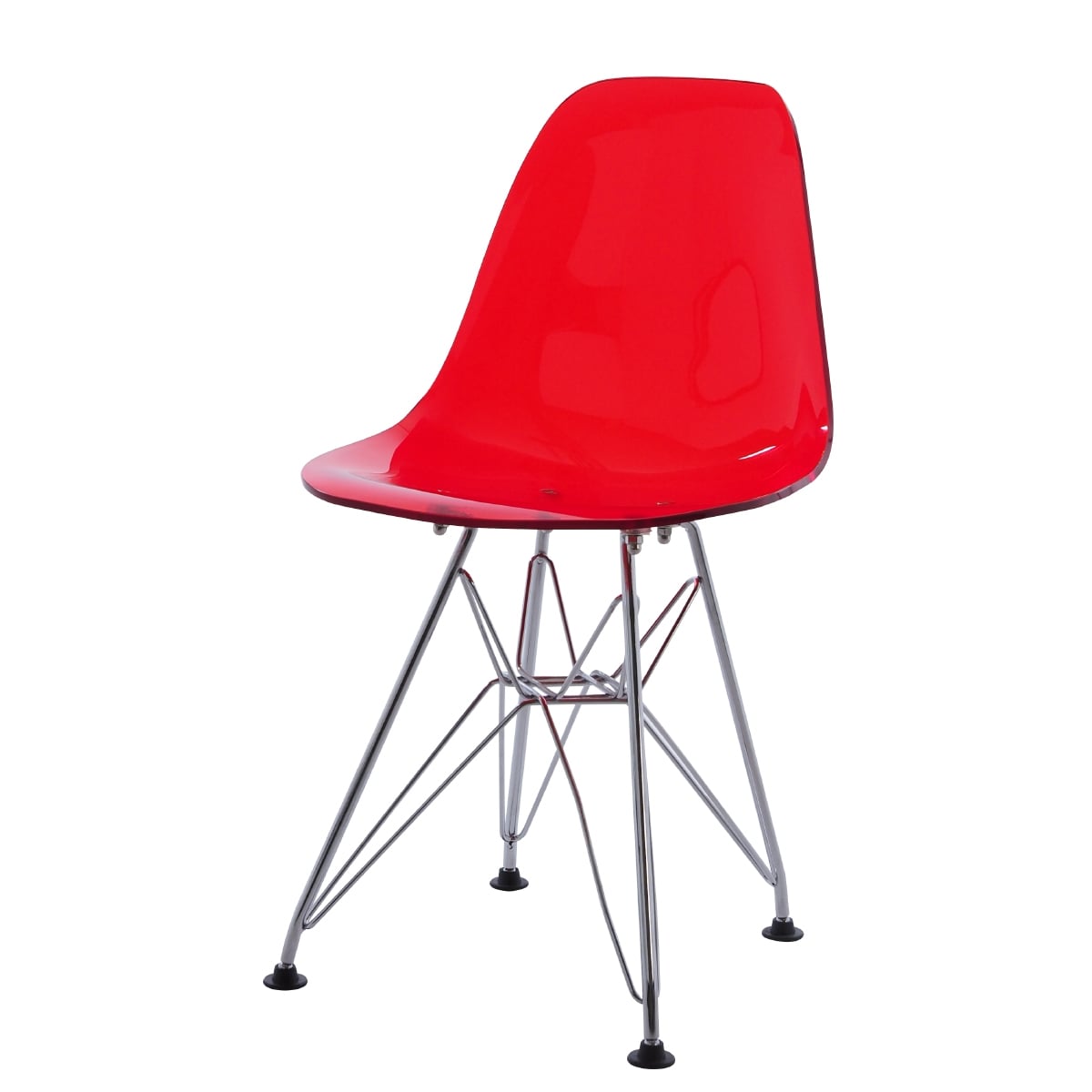 Charles Eames style, Silla para niños DSR Júnior rojo transparente