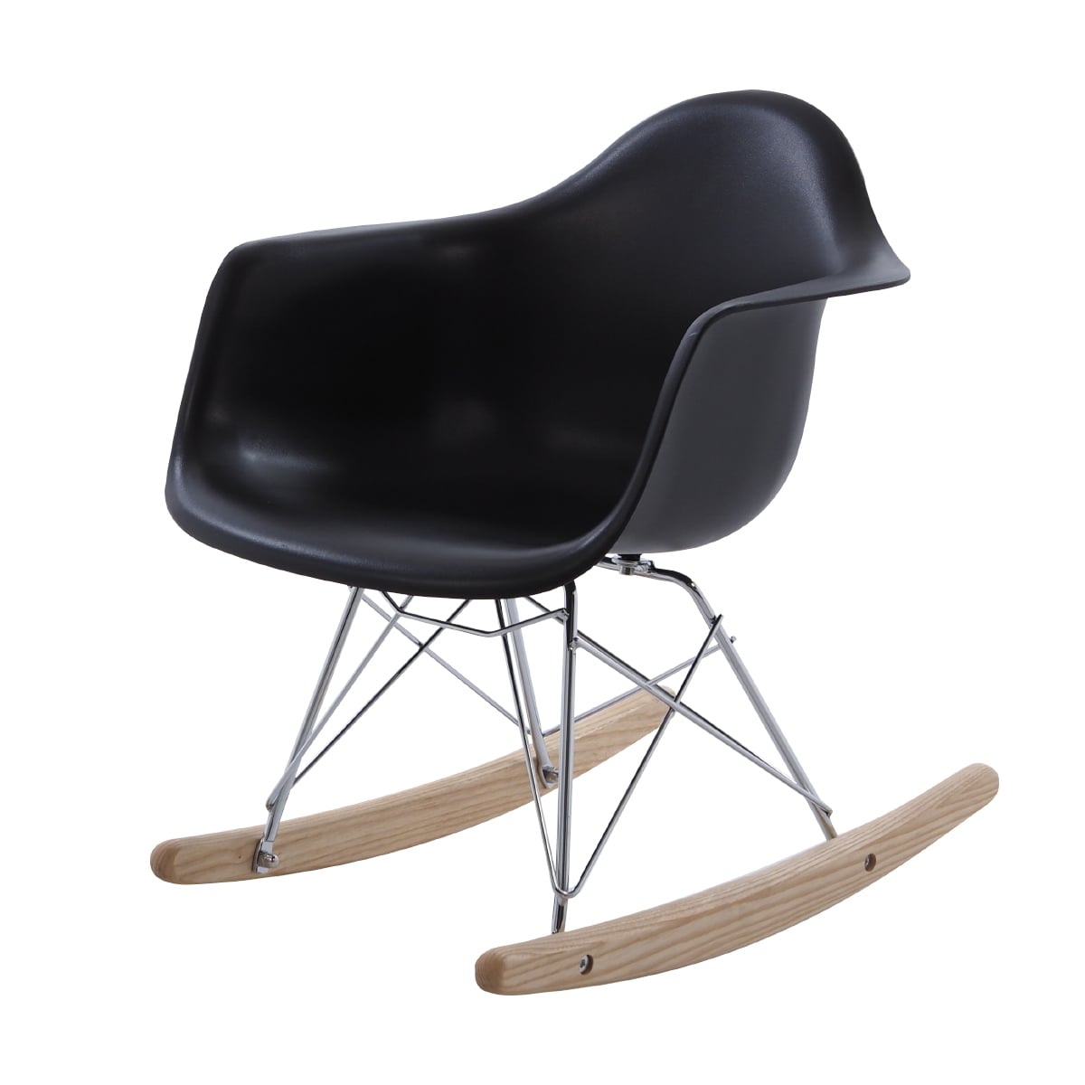 Charles Eames style, Silla mecedora RAR Júnior Negro