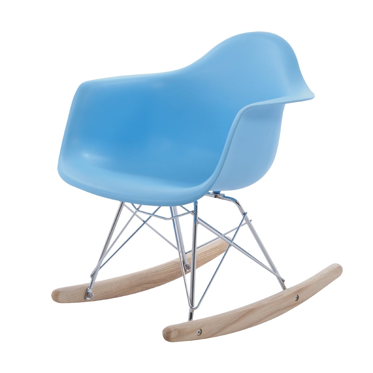 Charles Eames style, Silla mecedora RAR Júnior azul claro