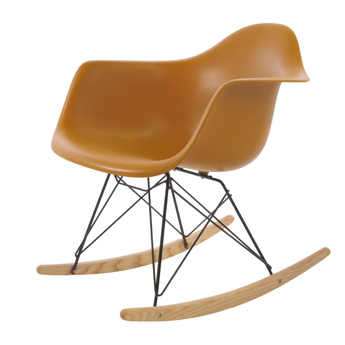 Charles Eames style, Silla mecedora RAR Estructura Negro PP jengibre