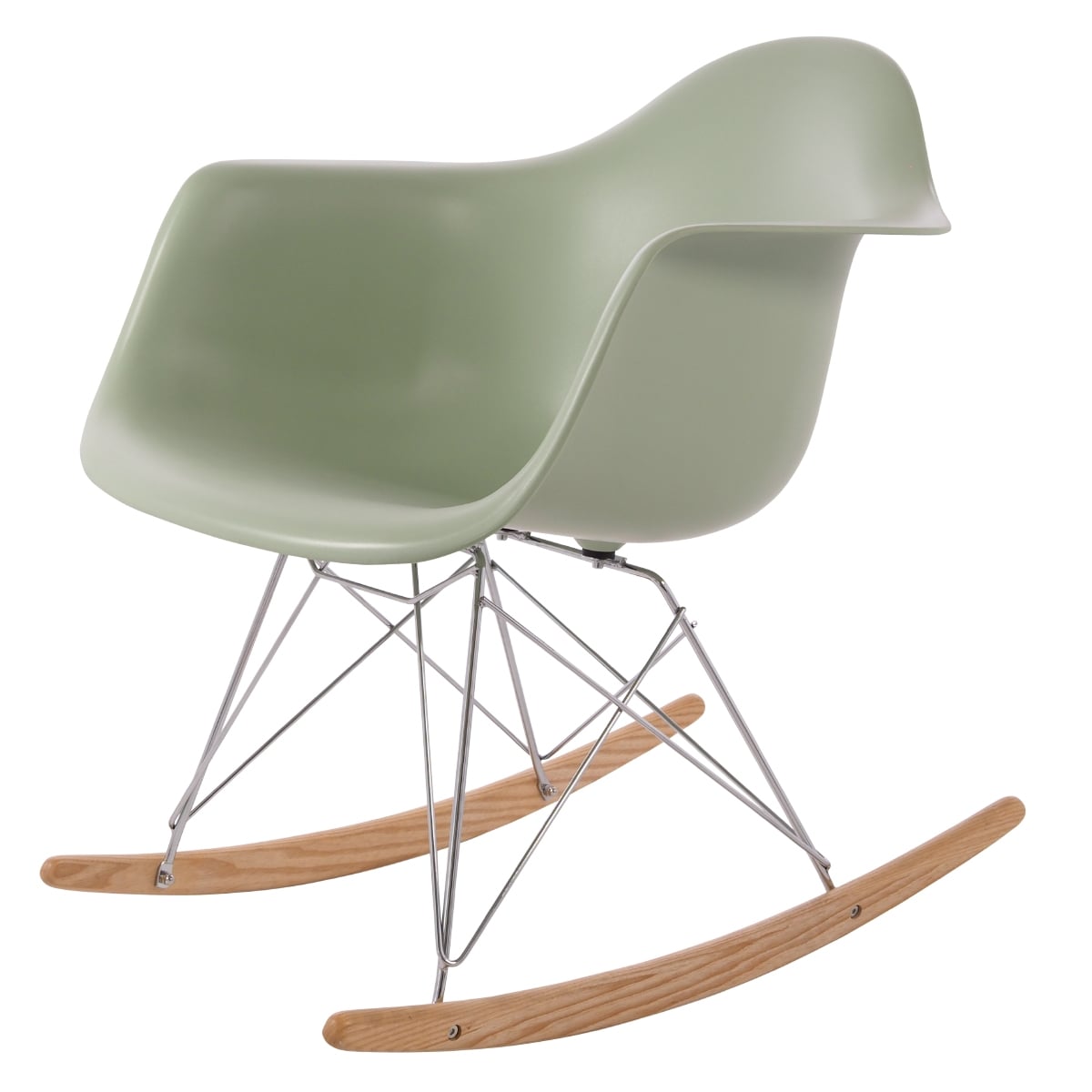 Charles Eames style, Silla mecedora RAR Chrome frame PP mint