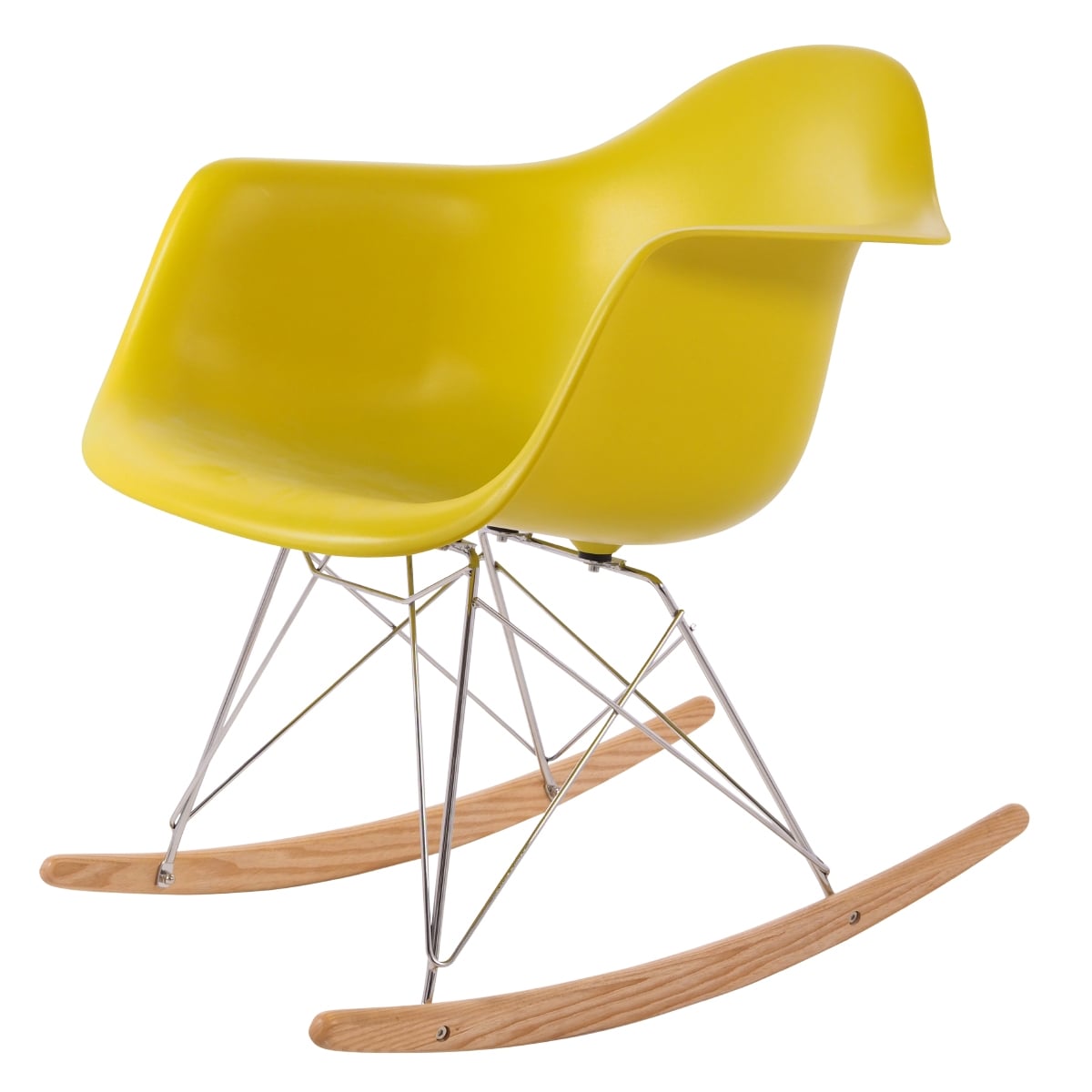 Charles Eames style, Silla mecedora RAR Chrome frame mostaza PP