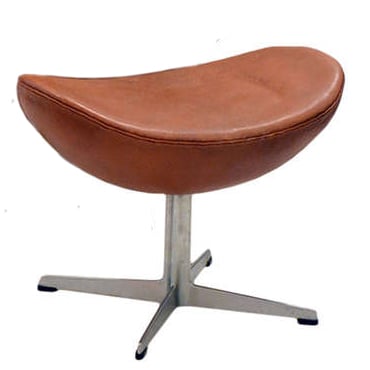 Arne Jacobsen style, Escabel Egg silla Cuero Coñac