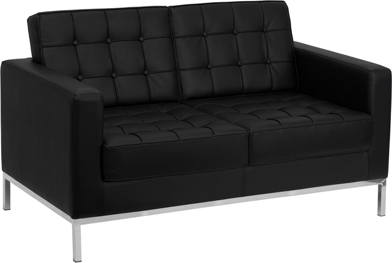 Ludwig Mies vd Rohe style, Sofá de 2 plazas Florence Sofa para dos personas Negro