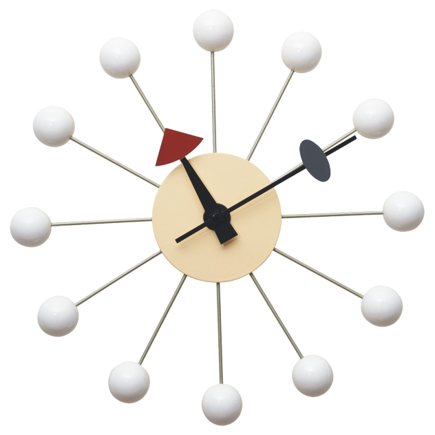 George Nelson style, Reloj de pared Ball reloj blanco
