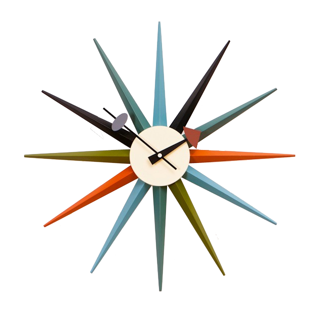 George Nelson style, Reloj de pared reloj de Starburst multicolor