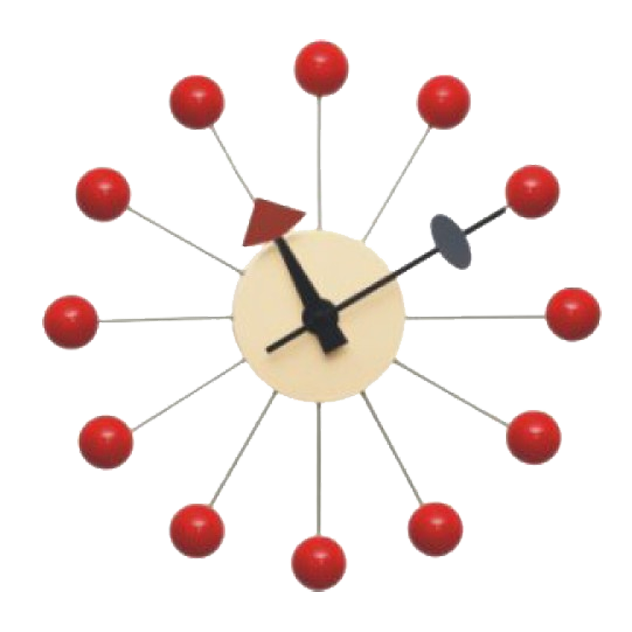 George Nelson style, Reloj de pared Ball reloj rojo