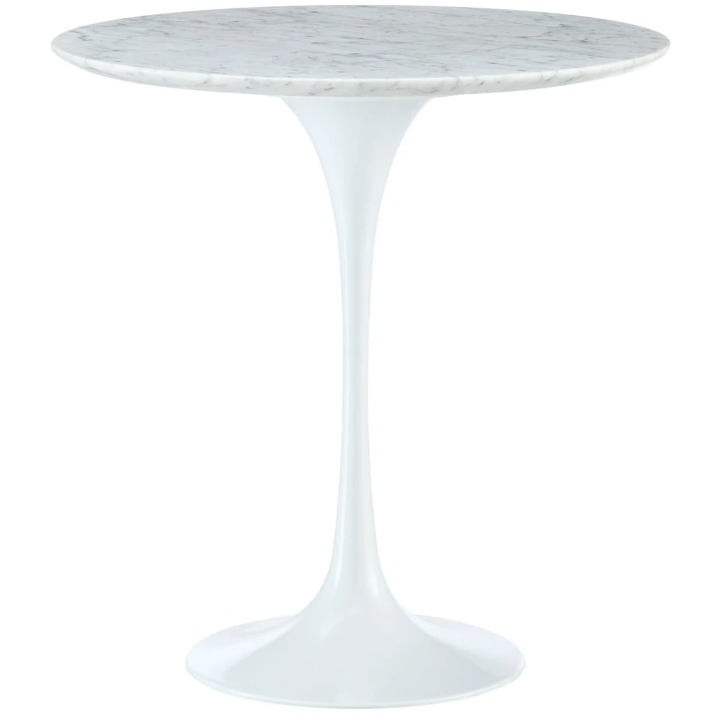 Eero Saarinen style, Mesa auxiliar Tabla del tulipán 50cm Tapa Mármol blanco Base blanco