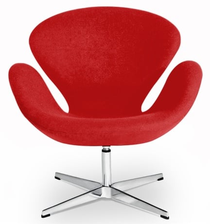 Arne Jacobsen style, Sillón cisne Cachemira Rojo