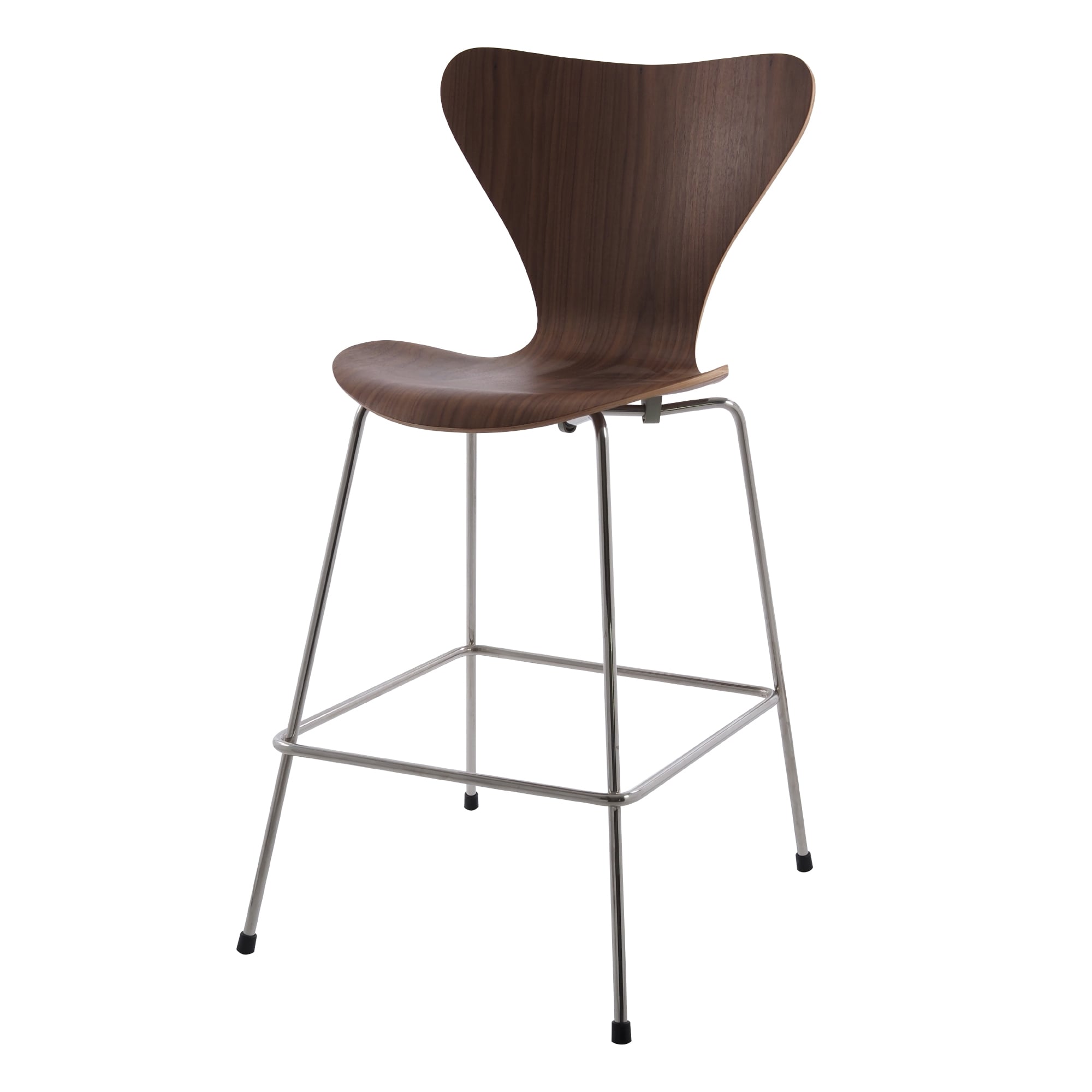 Arne Jacobsen style, Taburete de barra Butterfly series 66cm nuez