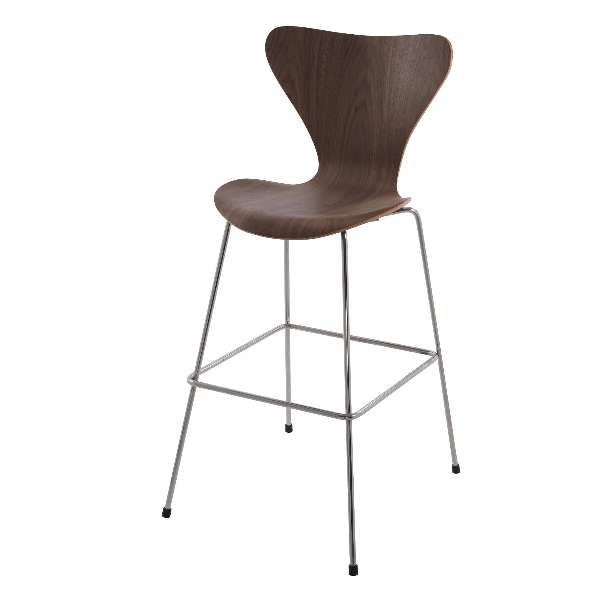 Arne Jacobsen style, Taburete de barra Butterfly series 76cm nuez