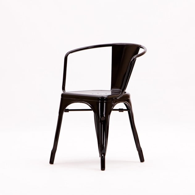 Xavier Pauchard style, Silla de comedor Silla de exterior estilo Tolix negro mate